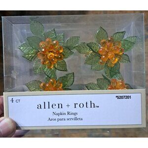 allen + roth 4-Pack Silver Stainless Steel Green Leaves Round Napkin Rings‎